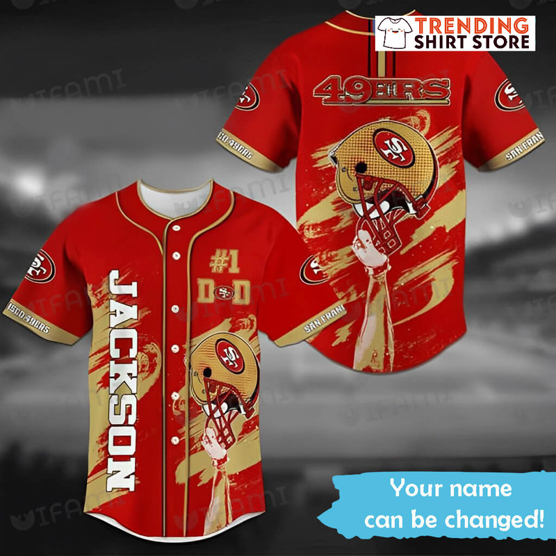 Personalized 49ers Jersey No 1 Dad Custom Name Baseball Jersey Personalized 49ers Jersey No 1 Dad Custom Name Baseball Jersey