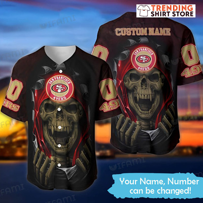 Horror Skull 49ers Personalized Jersey Custom Name & Number Baseball Jersey Horror Skull 49ers Personalized Jersey Custom Name & Number Baseball Jersey