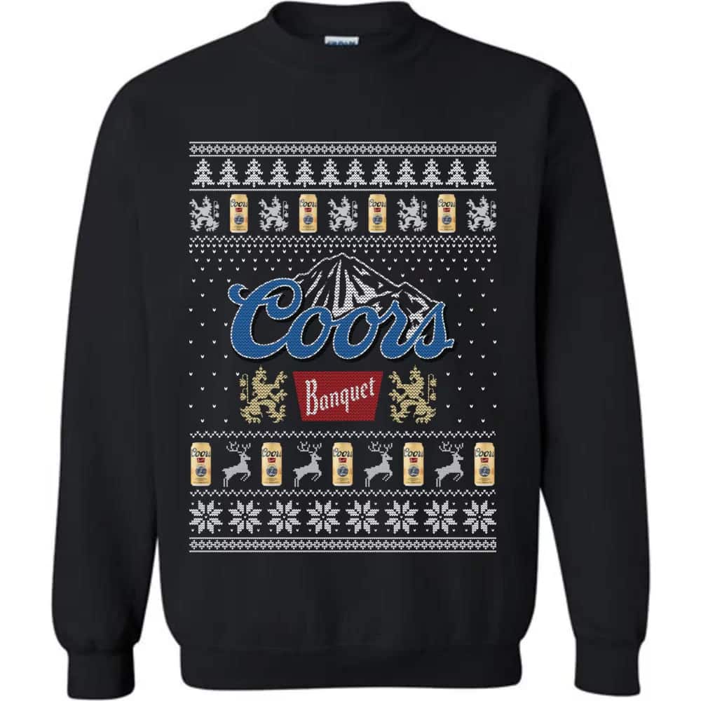 Black Coors Banquet Ugly Christmas Sweater Gift For Beer Lovers