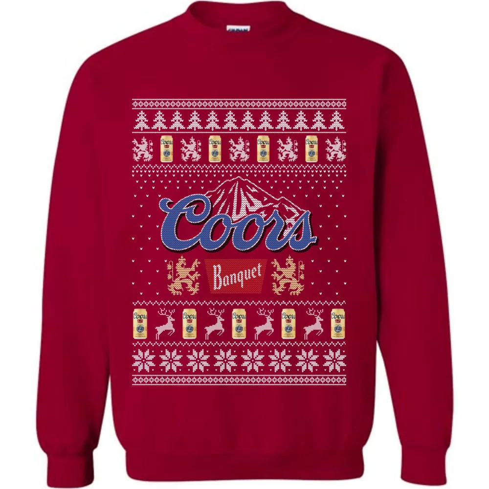 Red Coors Banquet Ugly Christmas Sweater Unusual Gift For Beer Lovers