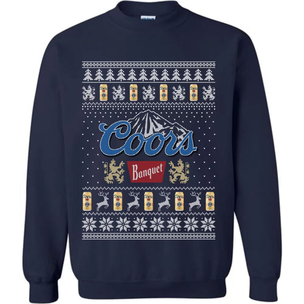 Navy Coors Banquet Ugly Christmas Sweater Gift For Beer Drinkers