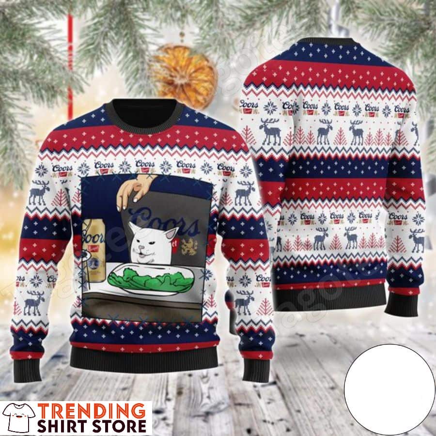 Cat Meme Coors Banquet Ugly Christmas Sweater