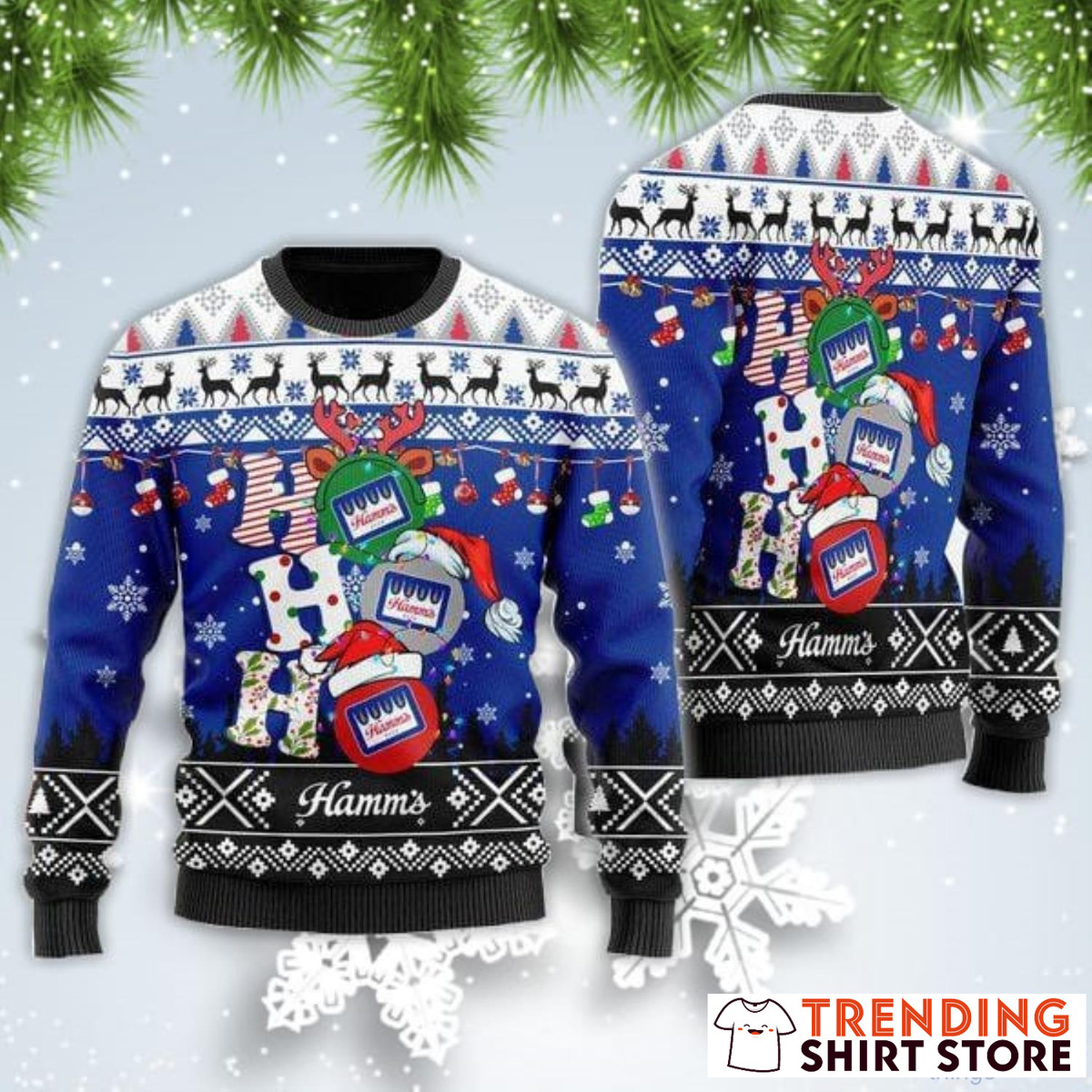 Hamm’s Beer Ugly Christmas Sweater Ho Ho Ho