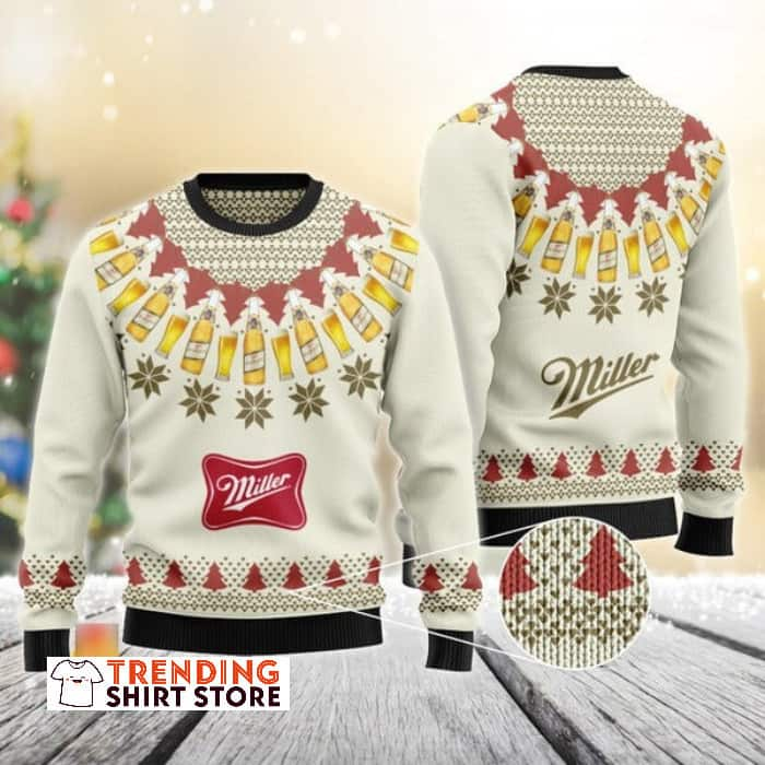 Heart Pattern Miller High Life Ugly Christmas Sweater