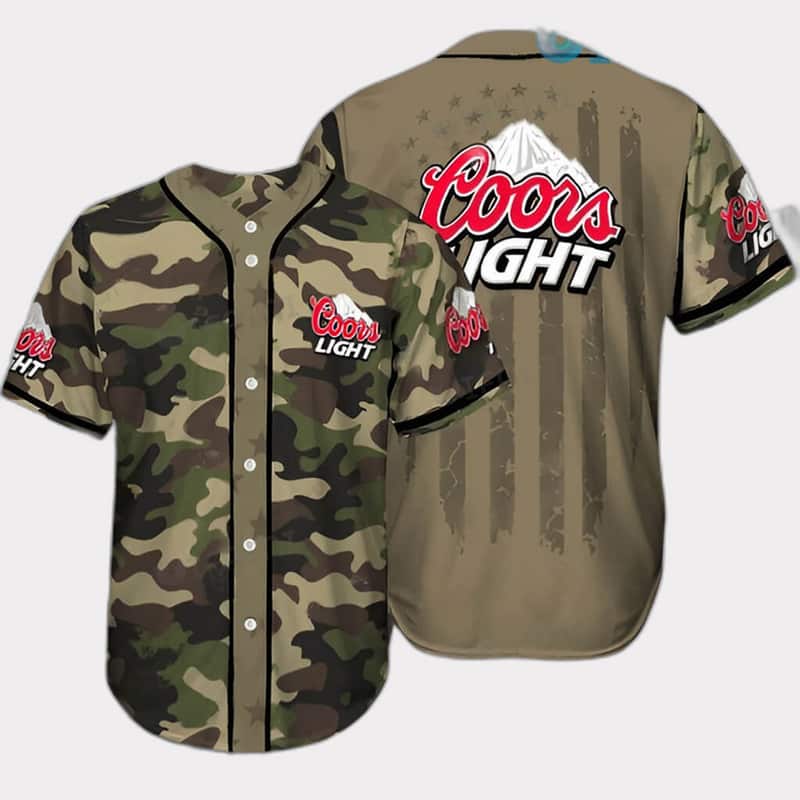 Army Camo Pattern Coors Light Baseball Jersey For Beer Drinkers Army Camo Pattern Coors Light Baseball Jersey For Beer Drinkers