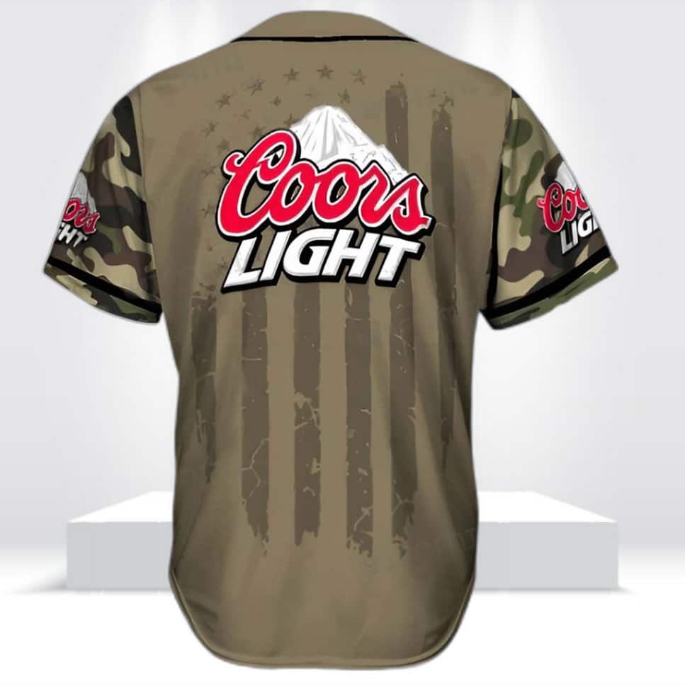 Army Camo Pattern Coors Light Baseball Jersey For Beer Drinkers Army Camo Pattern Coors Light Baseball Jersey For Beer Drinkers