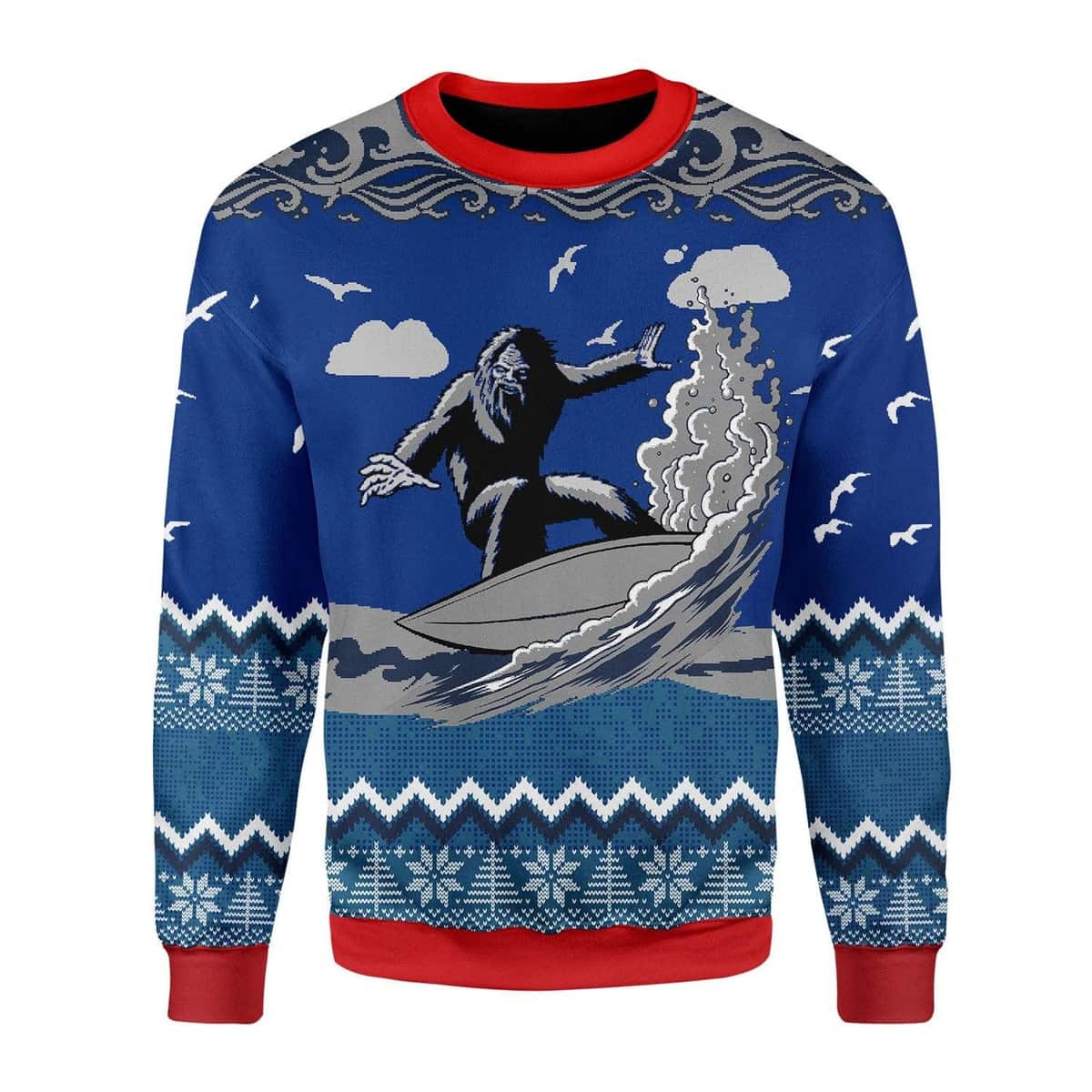 Surfing Bigfoot Ugly Christmas Sweater Xmas Gift Surfing Bigfoot Ugly Christmas Sweater Xmas Gift