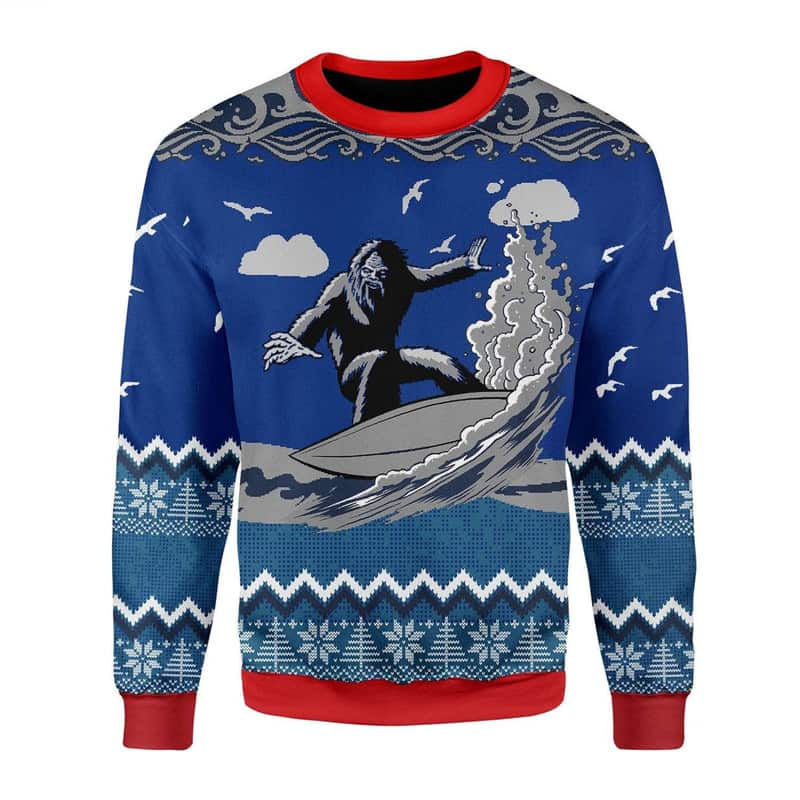 Surfing Bigfoot Ugly Christmas Sweater Xmas Gift Surfing Bigfoot Ugly Christmas Sweater Xmas Gift