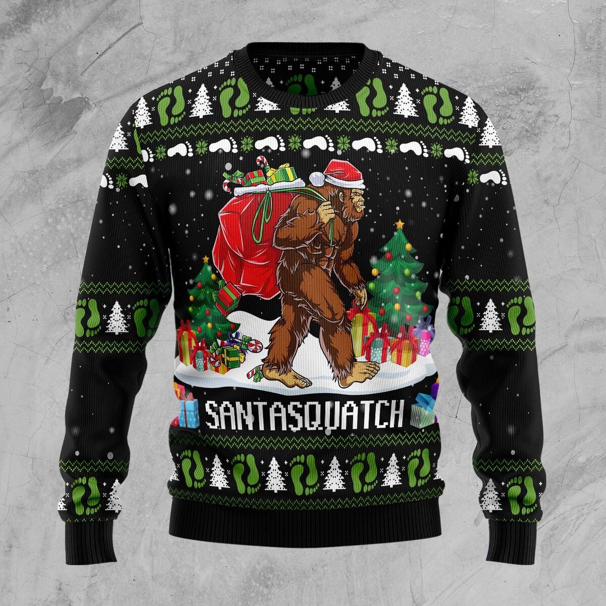 Bigfoot Santasquatch Ugly Christmas Sweater