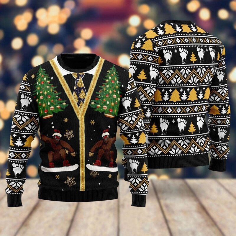 Funny Bigfoot Ugly Christmas Sweater All Over Print Funny Bigfoot Ugly Christmas Sweater All Over Print