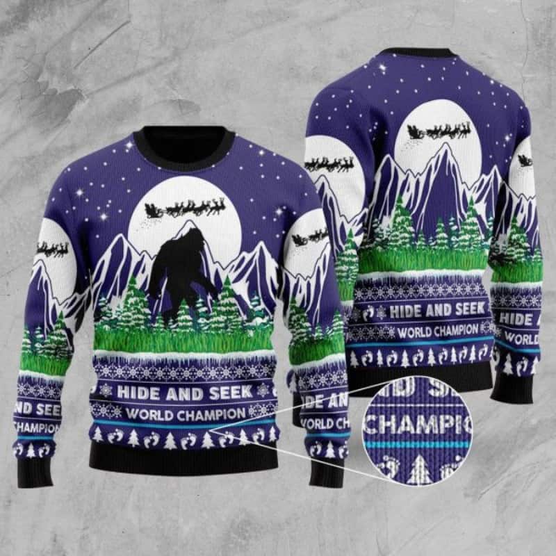 Bigfoot Ugly Christmas Sweater Hide And Seek World Champion Bigfoot Ugly Christmas Sweater Hide And Seek World Champion