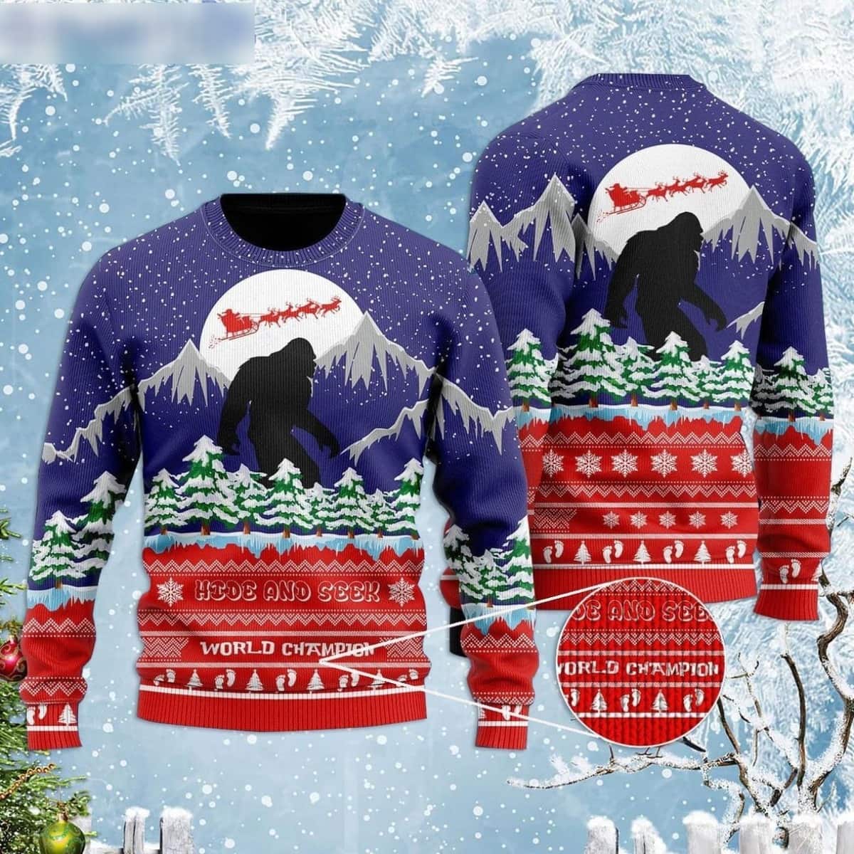 Hide And Seek Wold Champion Bigfoot Ugly Christmas Sweater Hide And Seek Wold Champion Bigfoot Ugly Christmas Sweater