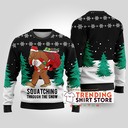 Black Squatching Through The Snow Bigfoot Ugly Christmas Sweater Black Squatching Through The Snow Bigfoot Ugly Christmas Sweater