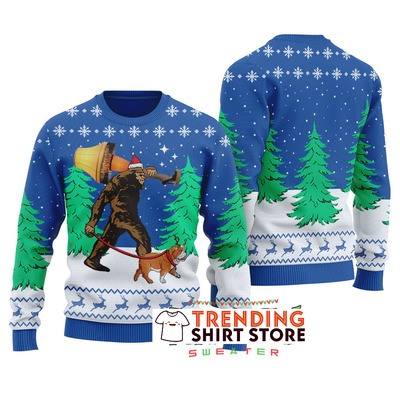Royal Bulldog With Bigfoot Ugly Christmas Sweater