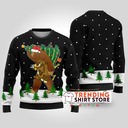 Funny Black Thanksgiving Bigfoot Steals Turkey Ugly Christmas Sweater Funny Black Thanksgiving Bigfoot Steals Turkey Ugly Christmas Sweater