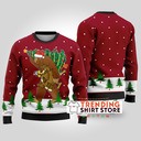 Funny Red Thanksgiving Bigfoot Steals Turkey Ugly Christmas Sweater