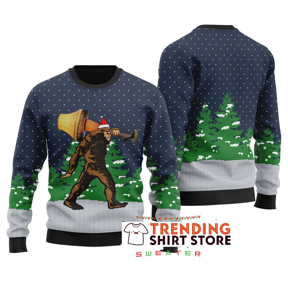 Navy Bigfoot Steals Major Award Ugly Christmas Sweater Navy Bigfoot Steals Major Award Ugly Christmas Sweater