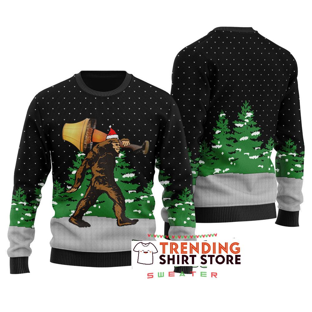 Black Bigfoot Steals Major Award Ugly Christmas Sweater Black Bigfoot Steals Major Award Ugly Christmas Sweater