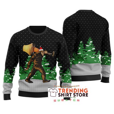 Black Bigfoot Steals Major Award Ugly Christmas Sweater Black Bigfoot Steals Major Award Ugly Christmas Sweater