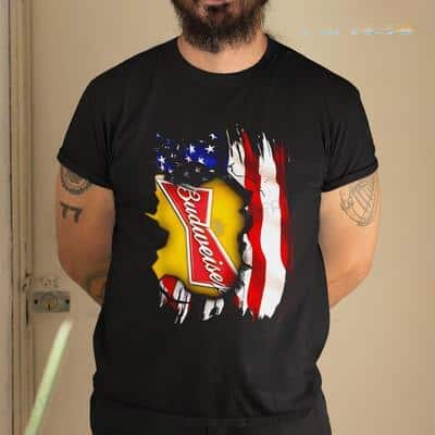 Budweiser T-Shirt US Flag Gift For Beer Drinkers Budweiser T-Shirt US Flag Gift For Beer Drinkers