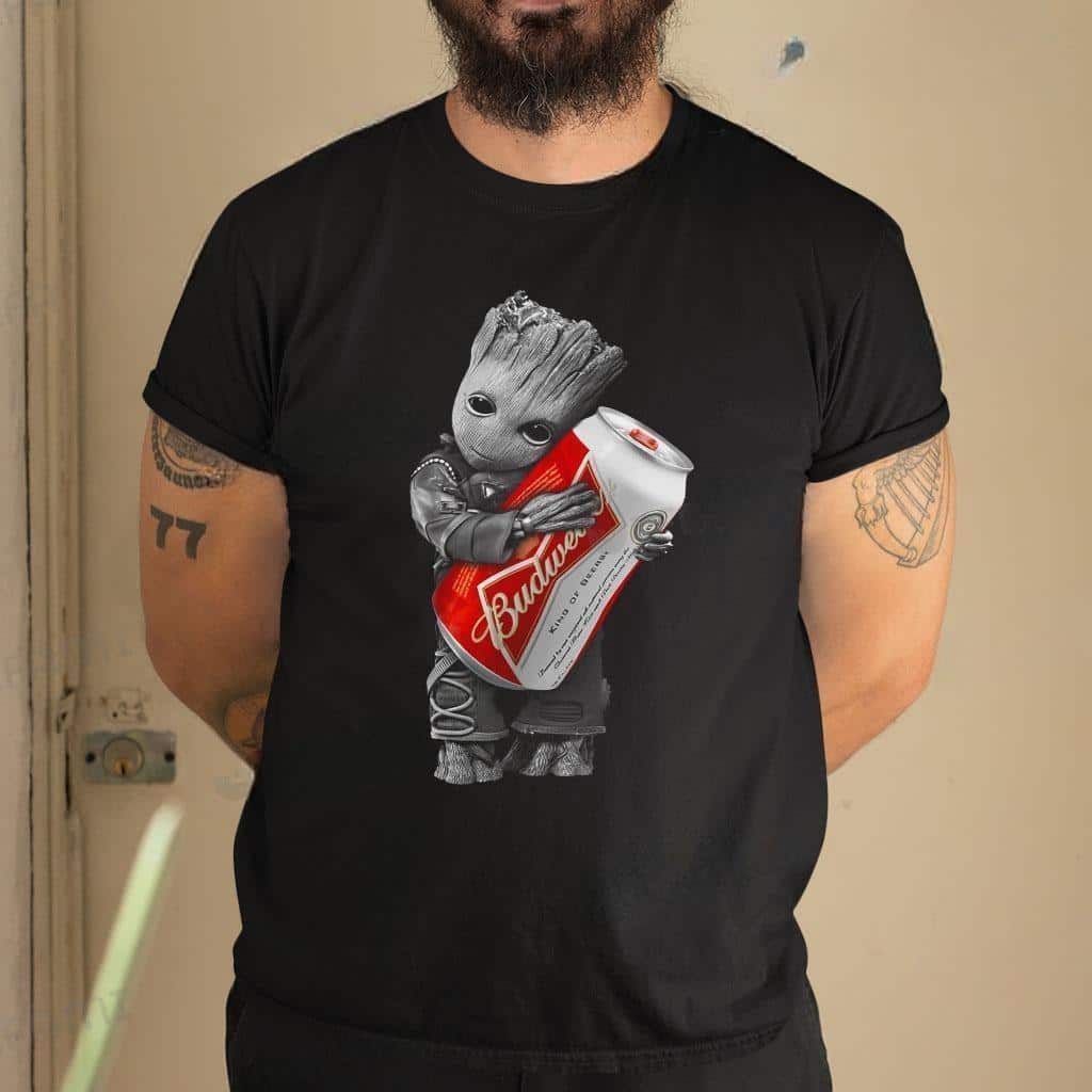 Baby Groot Loves Budweiser T-Shirt Gift For Beer Lovers Baby Groot Loves Budweiser T-Shirt Gift For Beer Lovers