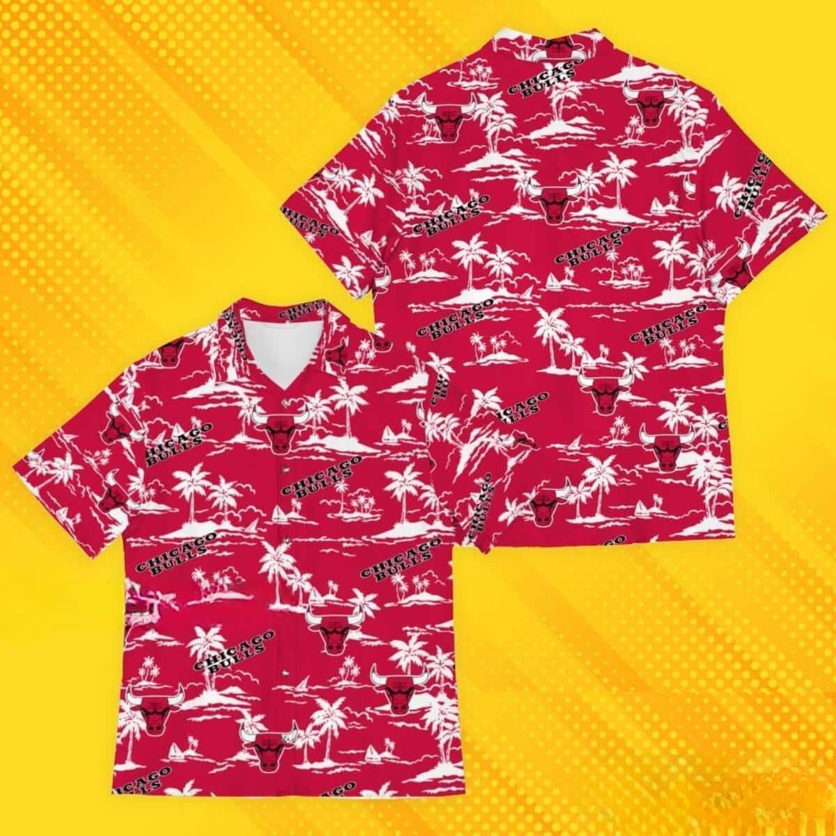 Chicago Bulls Hawaiian Shirt Tree Island Pattern Gift For Beach Lovers Chicago Bulls Hawaiian Shirt Tree Island Pattern Gift For Beach Lovers