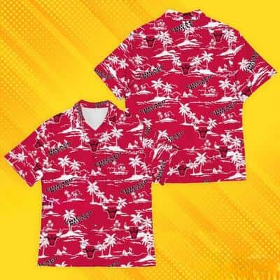 Chicago Bulls Hawaiian Shirt Tree Island Pattern Gift For Beach Lovers Chicago Bulls Hawaiian Shirt Tree Island Pattern Gift For Beach Lovers