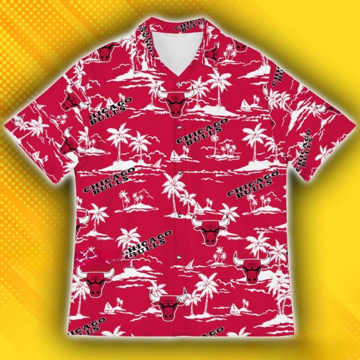 Chicago Bulls Hawaiian Shirt Tree Island Pattern Gift For Beach Lovers Chicago Bulls Hawaiian Shirt Tree Island Pattern Gift For Beach Lovers
