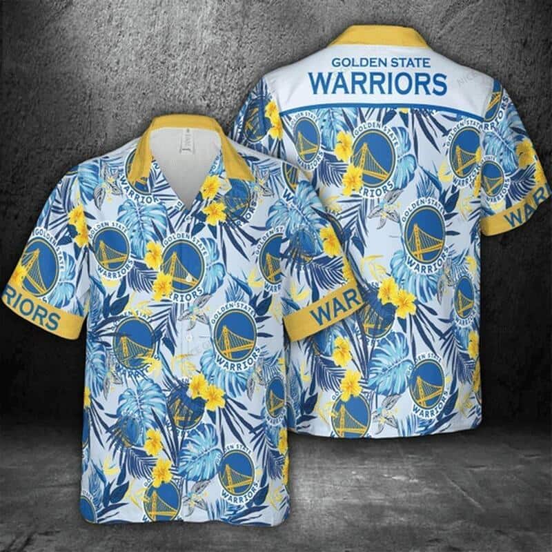 NBA Golden State Warriors Hawaiian Shirt Tropical Flora NBA Golden State Warriors Hawaiian Shirt Tropical Flora
