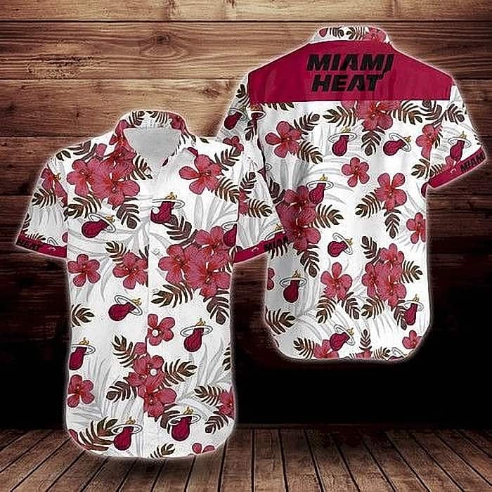 Miami Heat Hawaiian Shirt Tropical Flower Birthday Gift For Beach Lovers Miami Heat Hawaiian Shirt Tropical Flower Birthday Gift For Beach Lovers