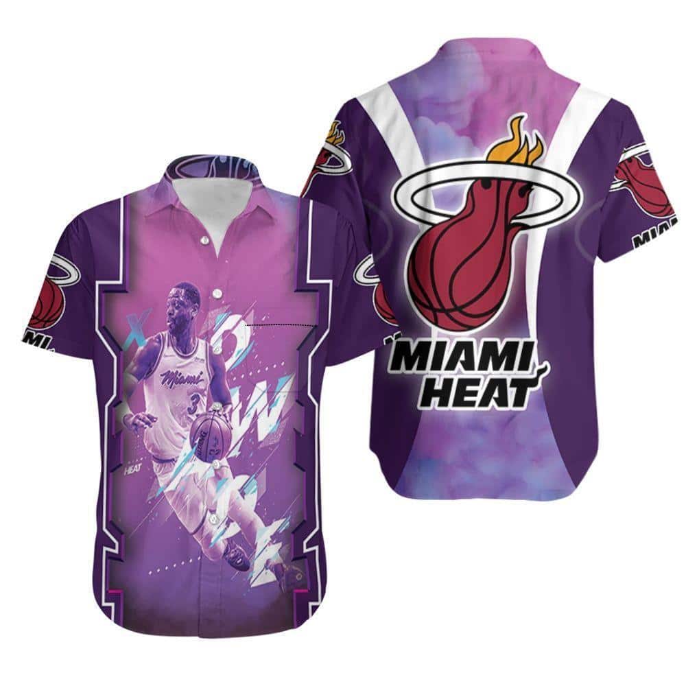 Dwyane Wade 3 Miami Heat Hawaiian Shirt Legend Vice Background Dwyane Wade 3 Miami Heat Hawaiian Shirt Legend Vice Background