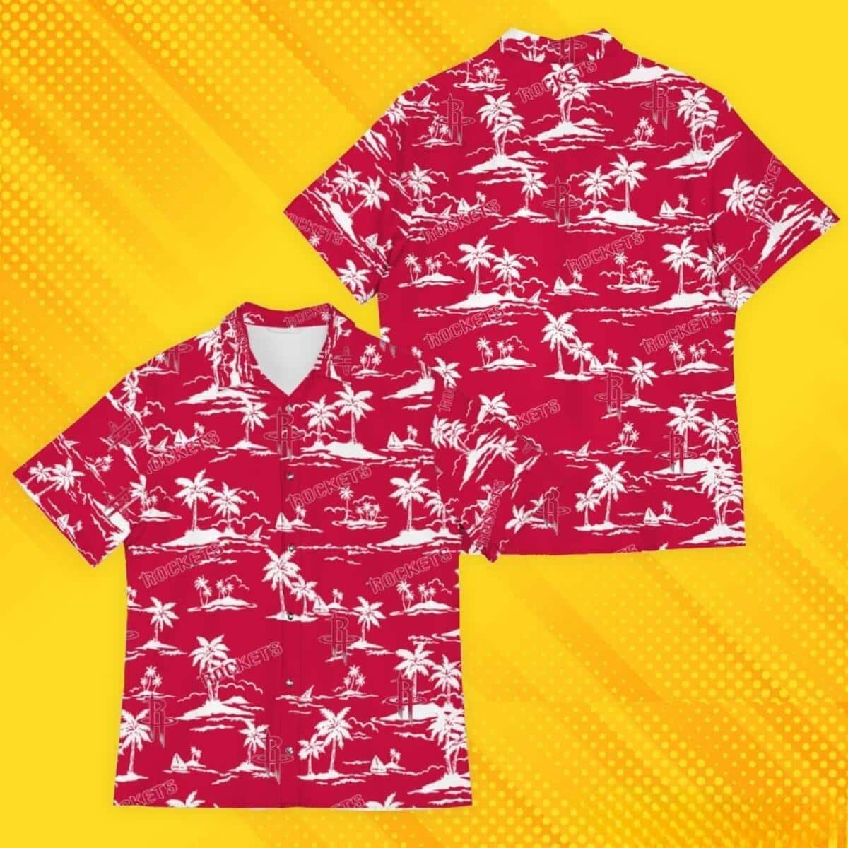 Houston Rockets Hawaiian Shirt Island Pattern Tree For Beach Lovers