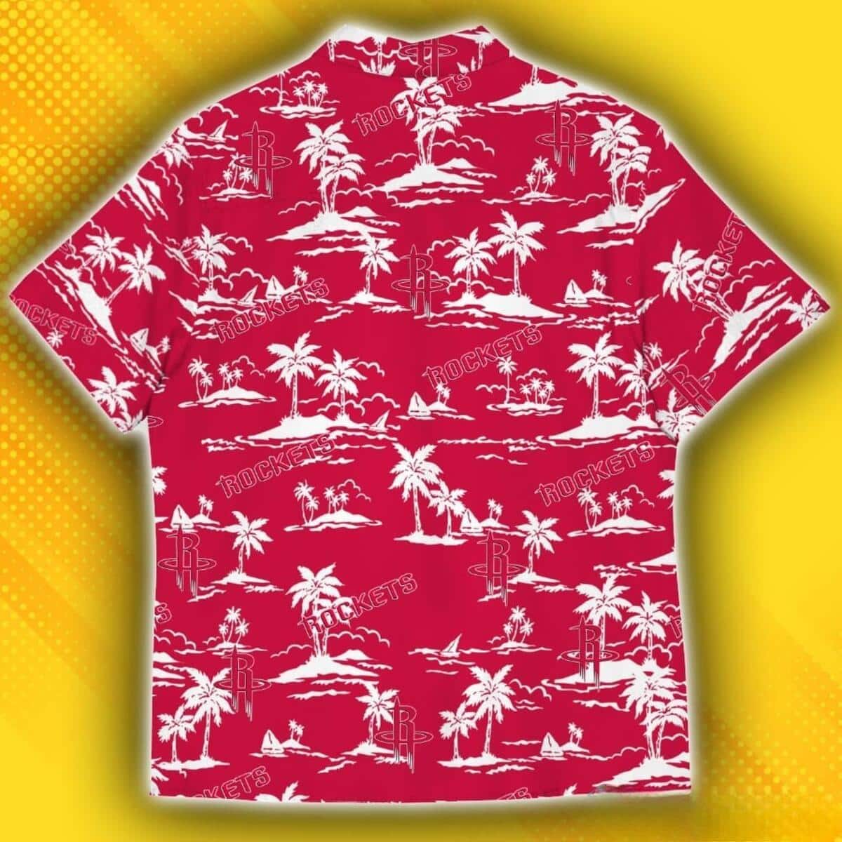 Houston Rockets Hawaiian Shirt Island Pattern Tree For Beach Lovers Houston Rockets Hawaiian Shirt Island Pattern Tree For Beach Lovers