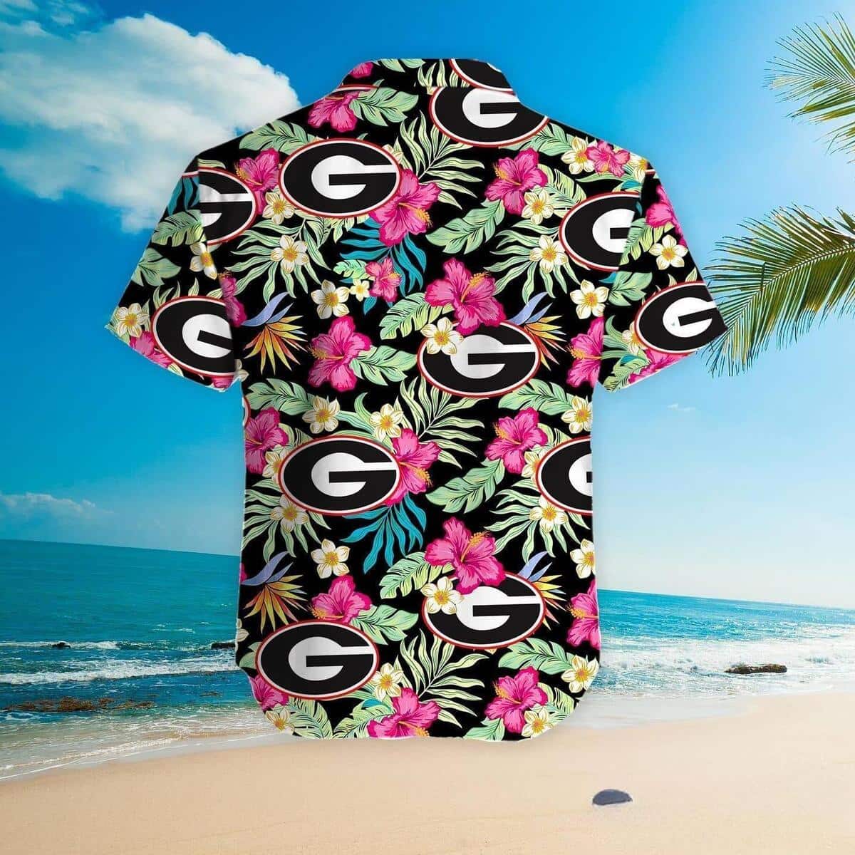 Georgia Bulldogs UGA Hawaiian Shirt Hibiscus For Football Fans Georgia Bulldogs UGA Hawaiian Shirt Hibiscus For Football Fans