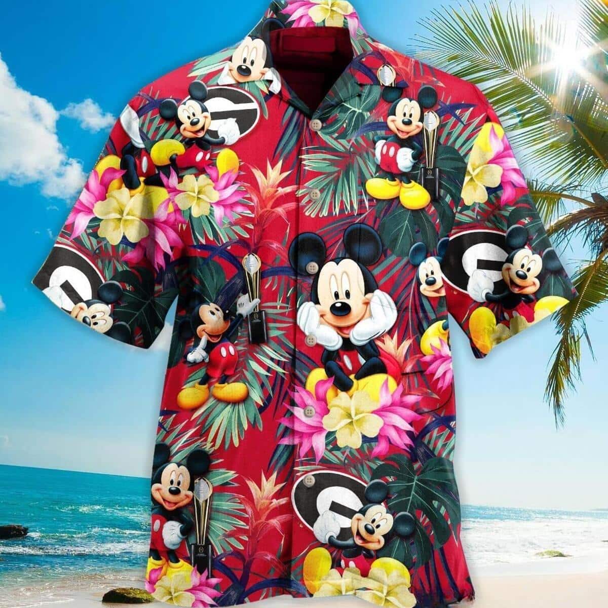 Georgia Bulldogs Mickey Mouse UGA Hawaiian Shirt Georgia Bulldogs Mickey Mouse UGA Hawaiian Shirt