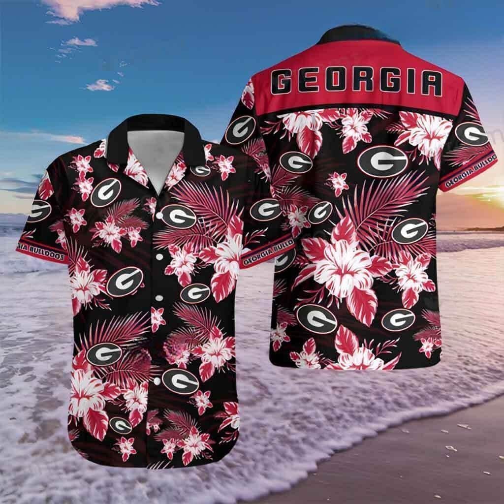 Georgia Bulldogs UGA Hawaiian Shirt Tropical Floral Georgia Bulldogs UGA Hawaiian Shirt Tropical Floral
