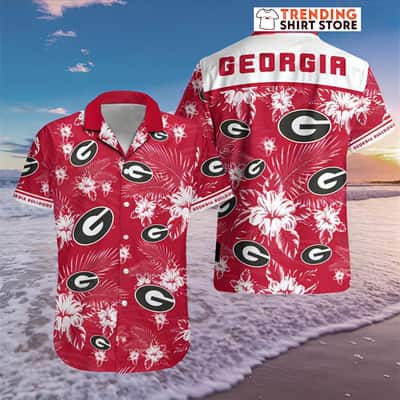Georgia Bulldogs UGA Hawaiian Shirt Tropical Flower Georgia Bulldogs UGA Hawaiian Shirt Tropical Flower