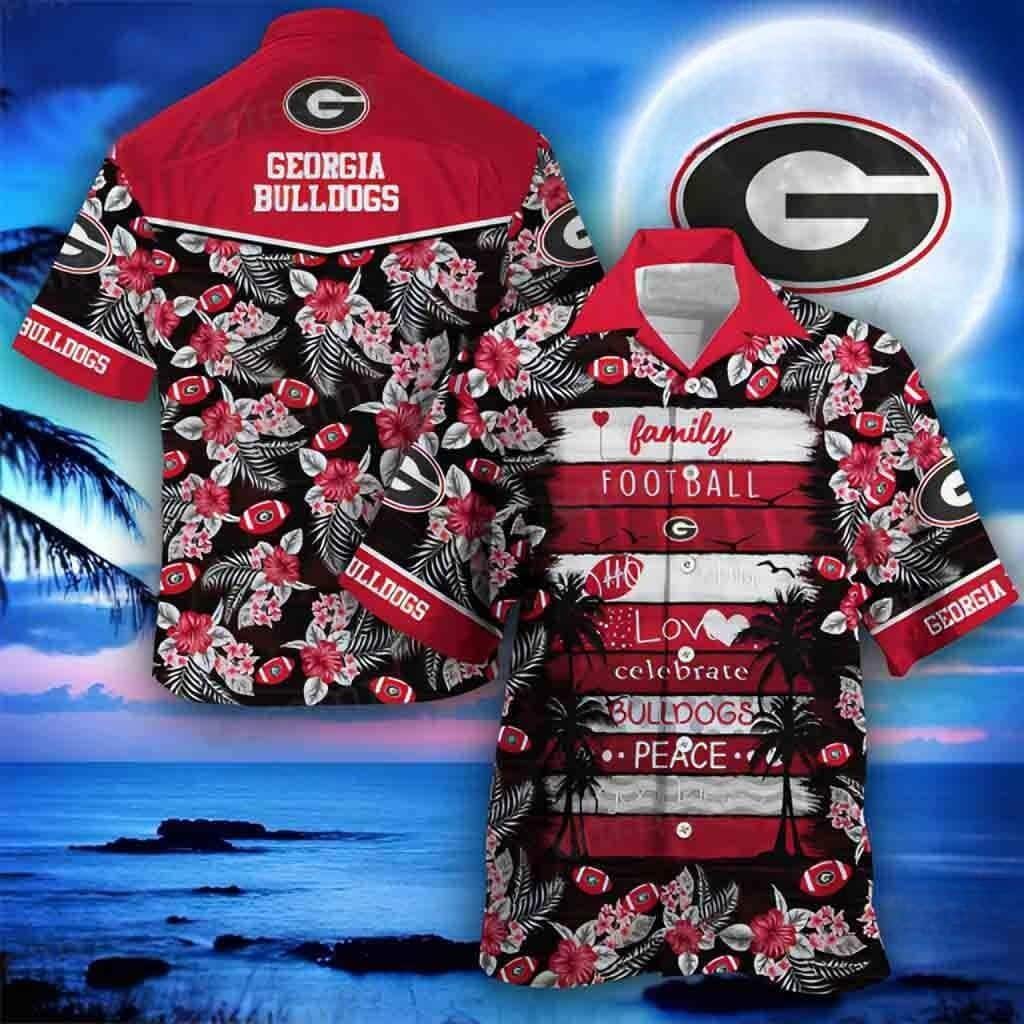 Family Football Love Celebrate Georgia Bulldogs Peace UGA Hawaiian Shirt Family Football Love Celebrate Georgia Bulldogs Peace UGA Hawaiian Shirt
