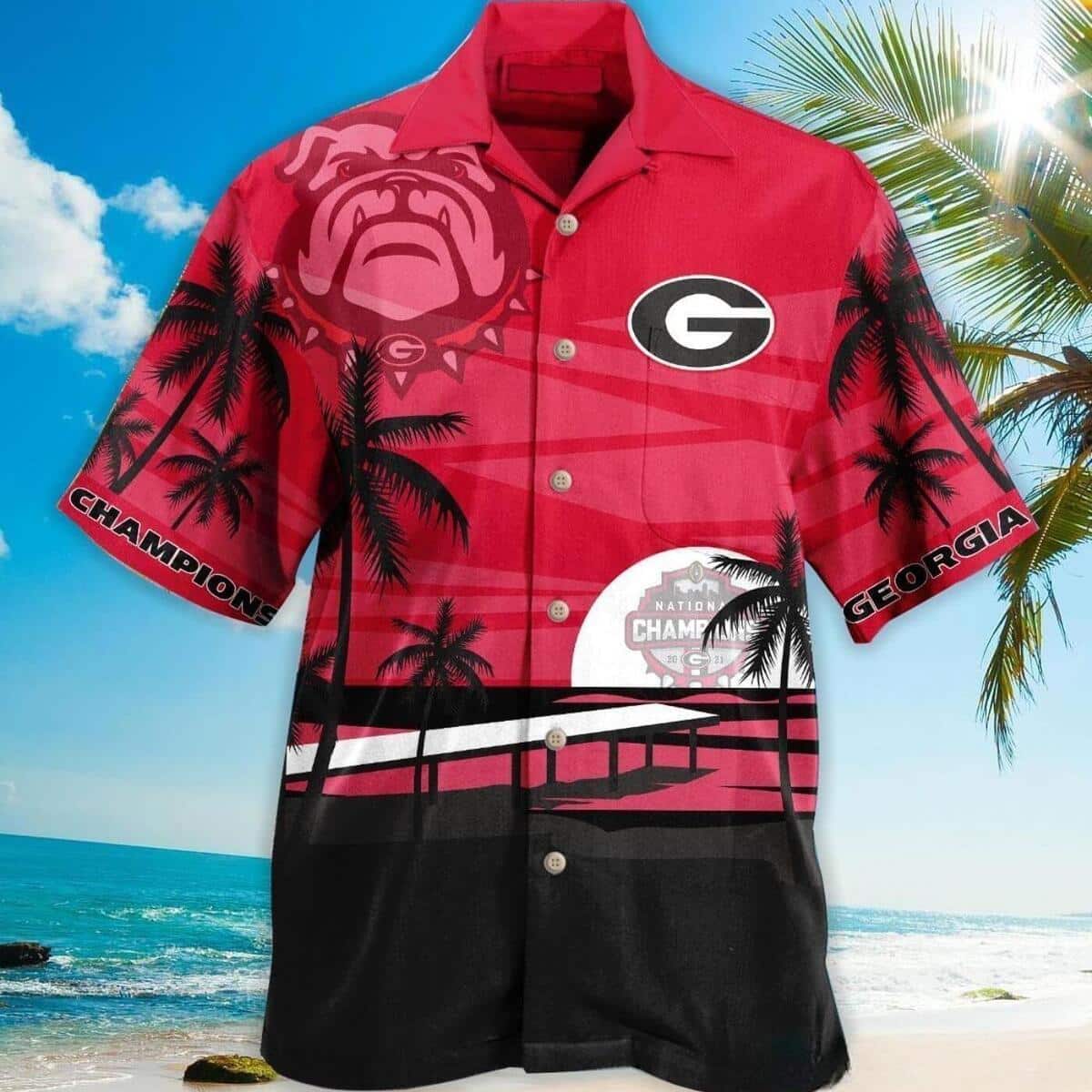 Georgia Bulldogs Champions UGA Hawaiian Shirt Valentine's Gift For Football Lovers Georgia Bulldogs Champions UGA Hawaiian Shirt Valentine's Gift For Football Lovers