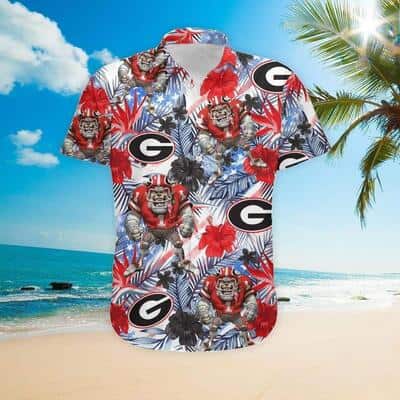 Georgia Bulldogs UGA Hawaiian Shirt Tropical Flora Gift For Football Fans Georgia Bulldogs UGA Hawaiian Shirt Tropical Flora Gift For Football Fans