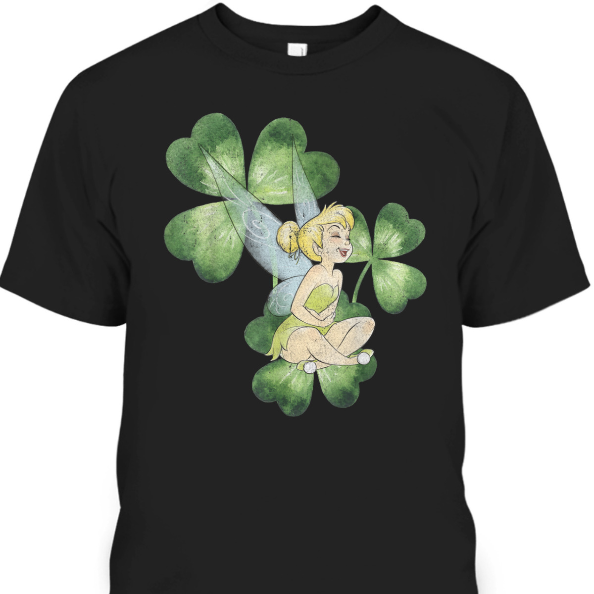 Disney Peter Pan Tinker Bell Clover St Patrick's Portrait T-Shirt Disney Peter Pan Tinker Bell Clover St Patrick's Portrait T-Shirt