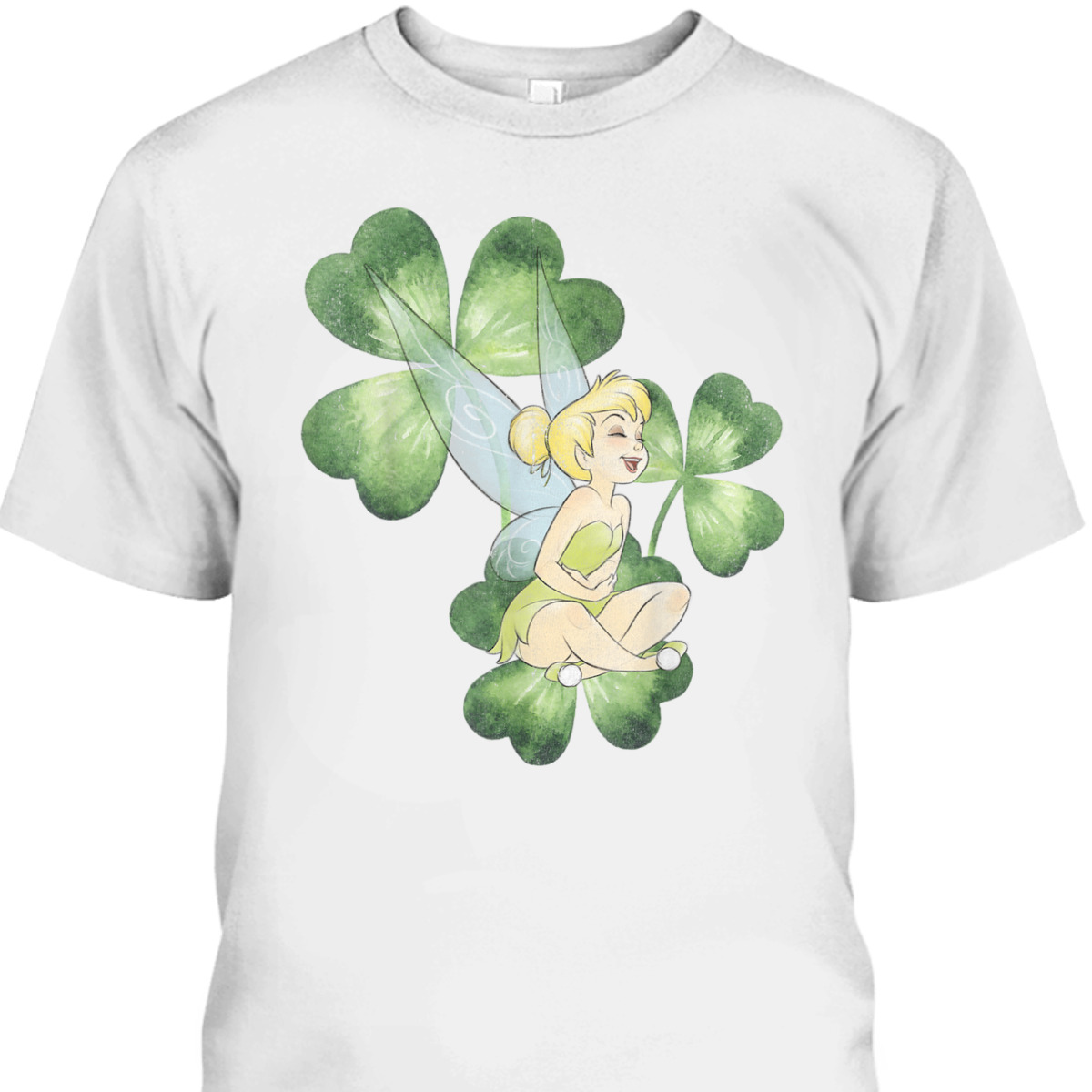 Disney Peter Pan Tinker Bell Clover St Patrick's Portrait T-Shirt Disney Peter Pan Tinker Bell Clover St Patrick's Portrait T-Shirt