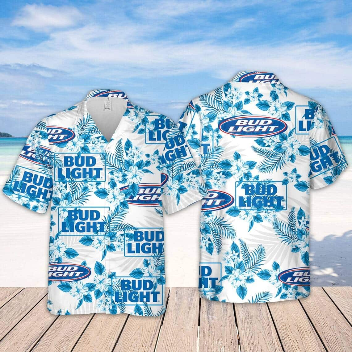 Bud Light Beer Hawaiian Shirt Flower Pattern Beer Lovers Gift