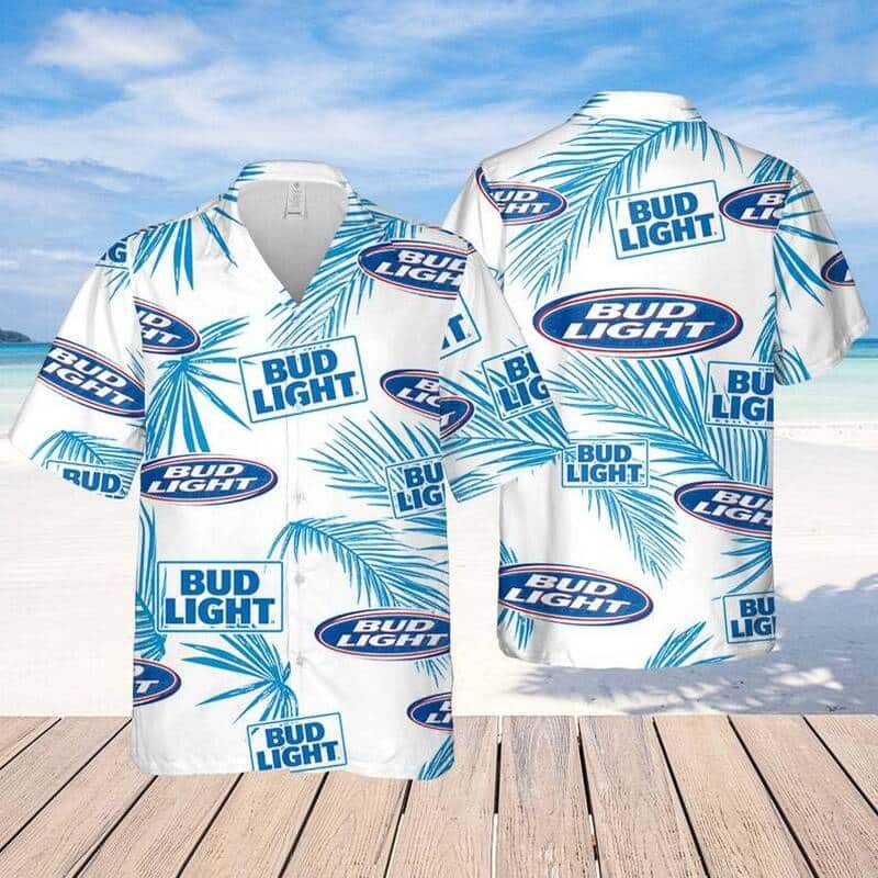 Bud Light Hawaiian Shirt Palm Leaves Pattern Beer Lovers Gift