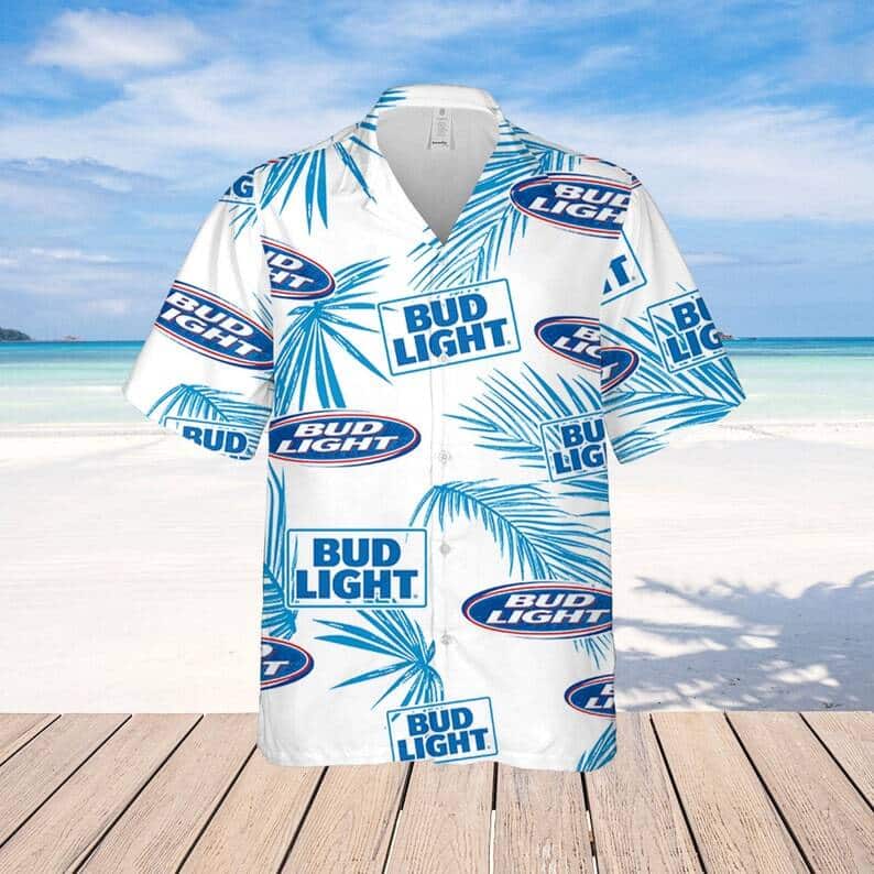 Bud Light Hawaiian Shirt Palm Leaves Pattern Beer Lovers Gift Bud Light Hawaiian Shirt Palm Leaves Pattern Beer Lovers Gift