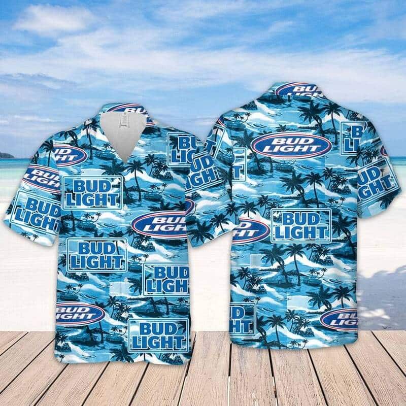 Bud Light Beer Hawaiian Shirt Beach Pattern Gift For Him And Her Bud Light Beer Hawaiian Shirt Beach Pattern Gift For Him And Her
