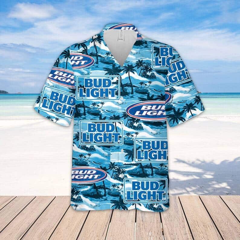Bud Light Beer Hawaiian Shirt Beach Pattern Gift For Him And Her Bud Light Beer Hawaiian Shirt Beach Pattern Gift For Him And Her