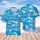 Bud Light Hawaiian Shirt Beach Pattern On Blue Theme Bud Light Hawaiian Shirt Beach Pattern On Blue Theme