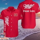 Miller High Life Hawaiian Shirt Bright Red Gift For Beach Lovers Miller High Life Hawaiian Shirt Bright Red Gift For Beach Lovers