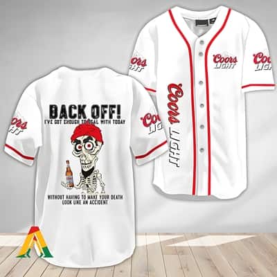 Achmed Back Off With Coors Light Beer Baseball Jersey Achmed Back Off With Coors Light Beer Baseball Jersey